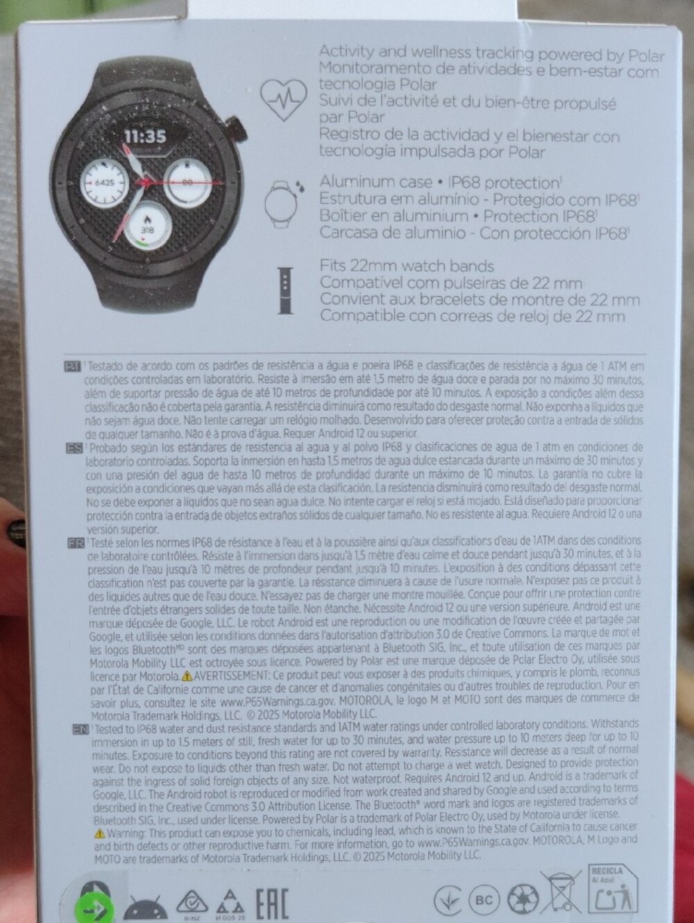 Android Motorola Moto Watch — Black Model # XT2547-2 - Picture 5 of 15